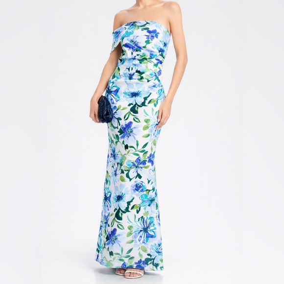 Eliza J Dresses & Skirts - 🆕🩵💙💚Eliza J Blue & Green Floral Off-Shoulder Mermaid Gown Size 4,6 Prom Formal